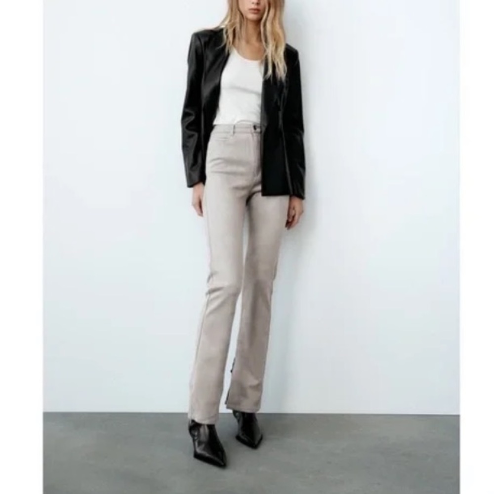 Zara Suede Split Flare Pants